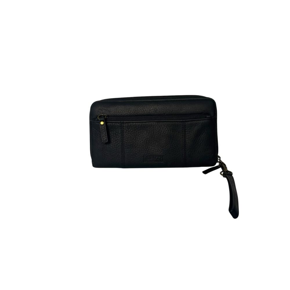 Duluth Trading Lifetime Leather Black Wristlet Wallet Clutch Zip Around Organize
